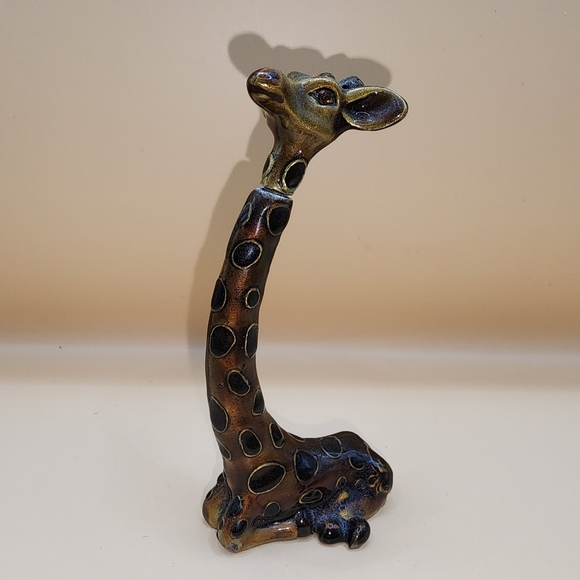 W.F. Enamel Giraffe Perfume Bottle 4.5" w Rhinestone Eyes - Picture 1 of 7
